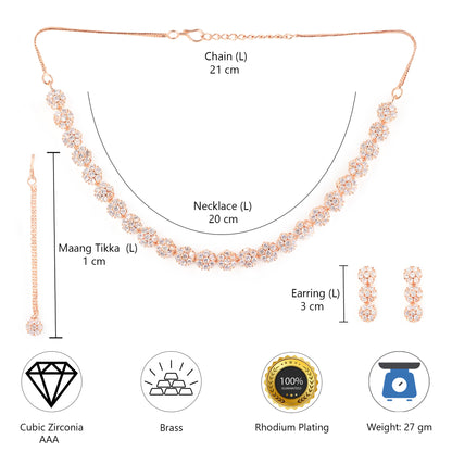 Rose Gold Plated Floral Jewellery Set for Women