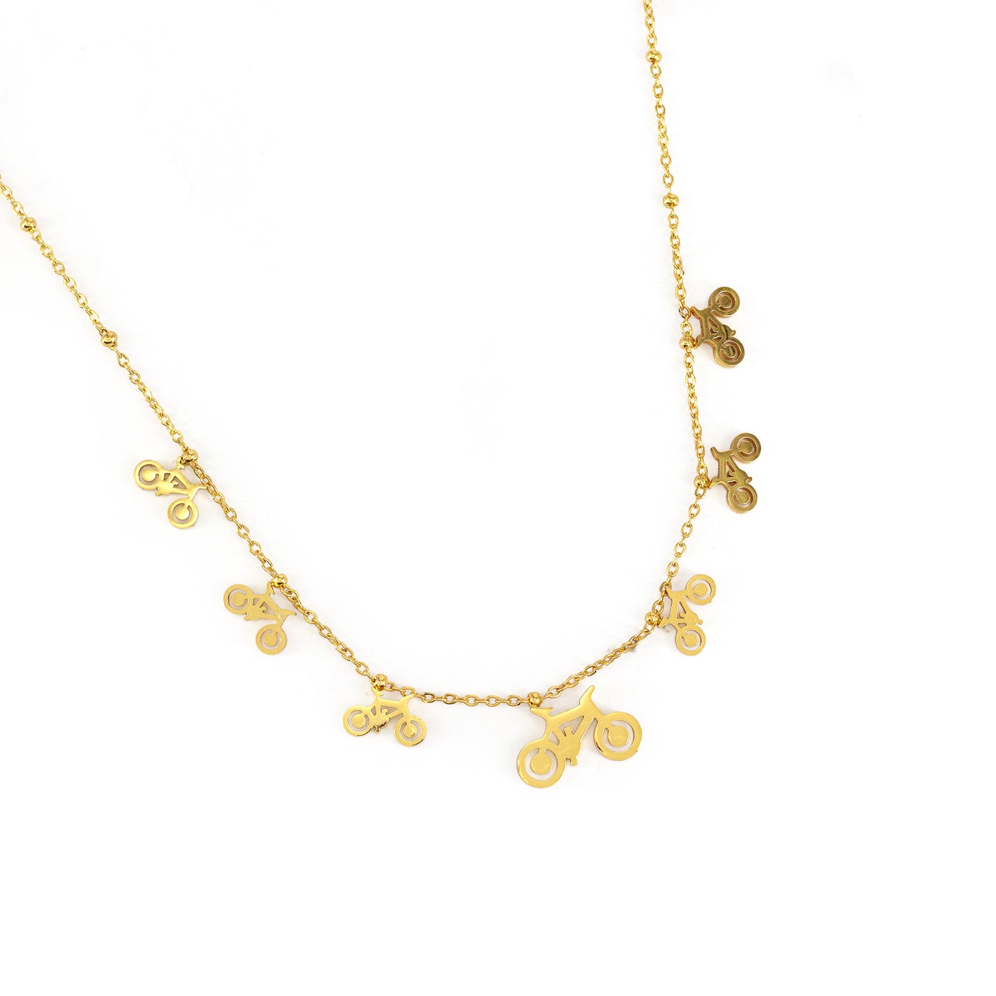 Gold Plated Cycle Charm Chain Necklace for Women