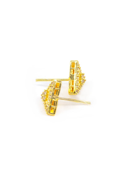 Gold Plated American Diamond Triangular Stud Earrings for women