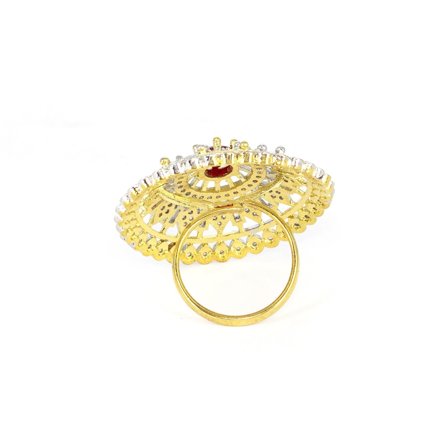 Gold Plated Red AD Finger Ring for Women