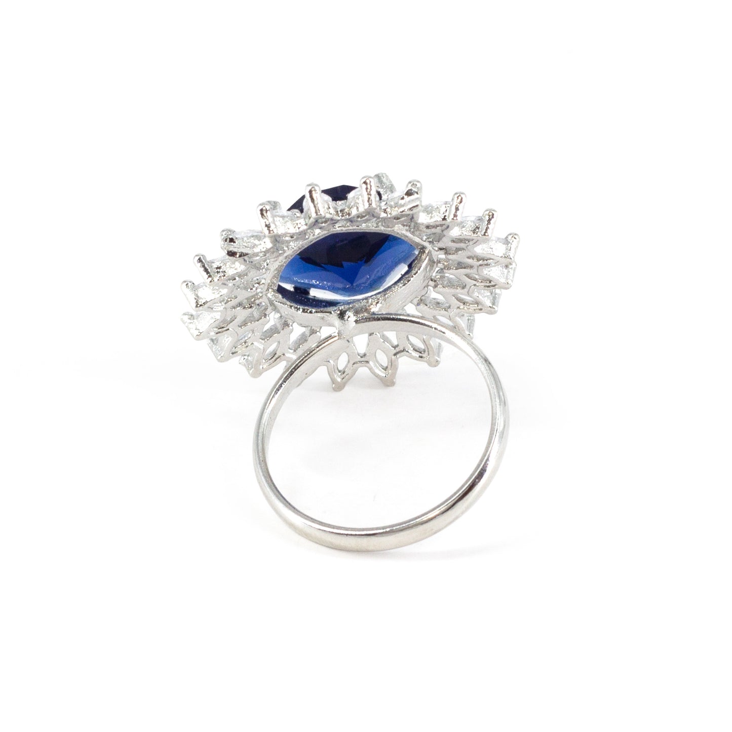 Silver Plated Blue AD Finger Ring for Women