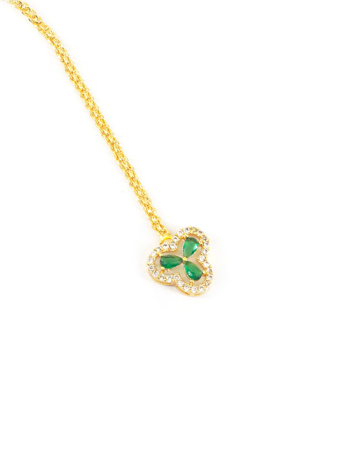 Gold Plated Green Floral AD Maang Tikka for Women