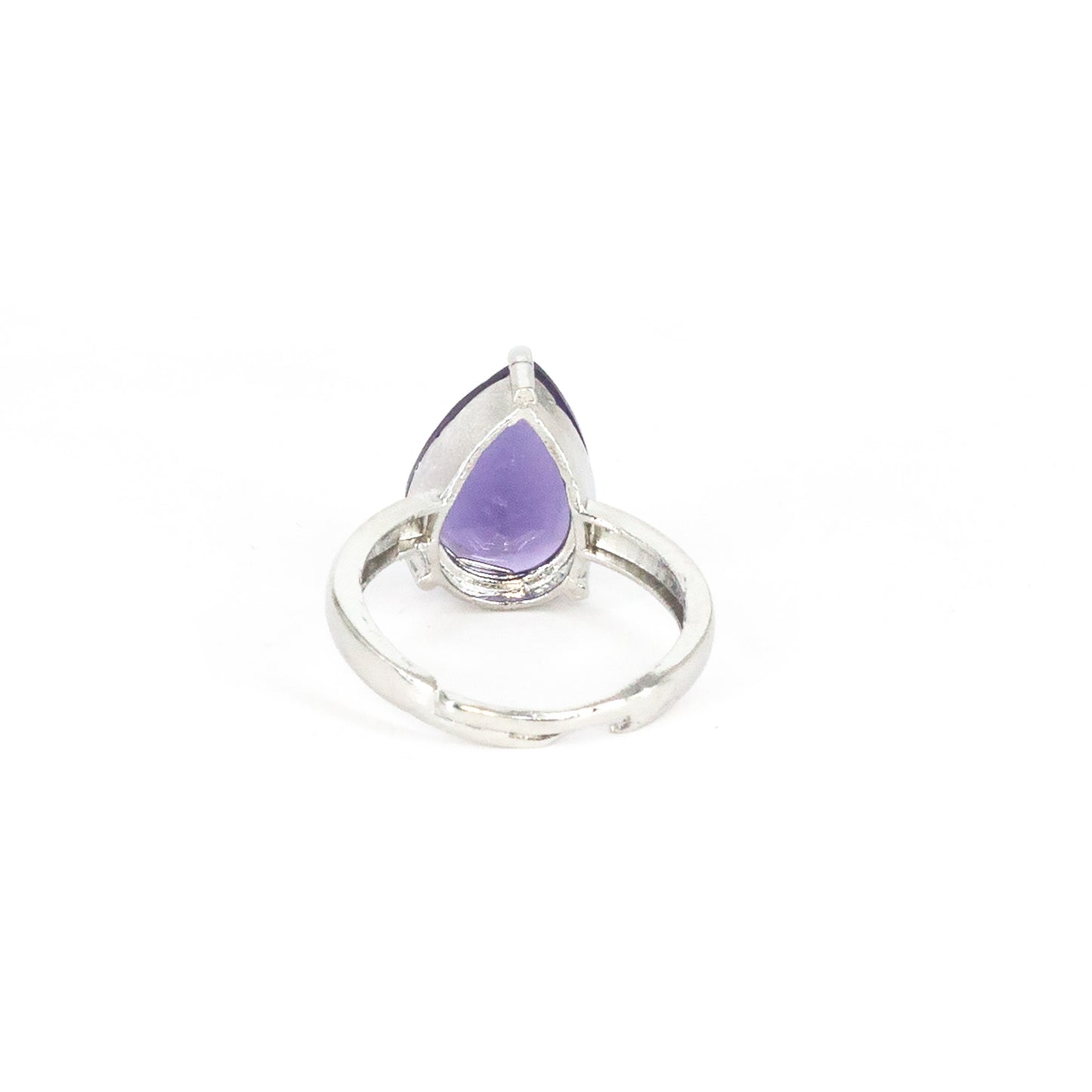 Rhodium Plated Purple AD Finger Ring for Women