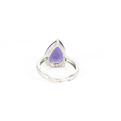 Rhodium Plated Purple AD Finger Ring for Women