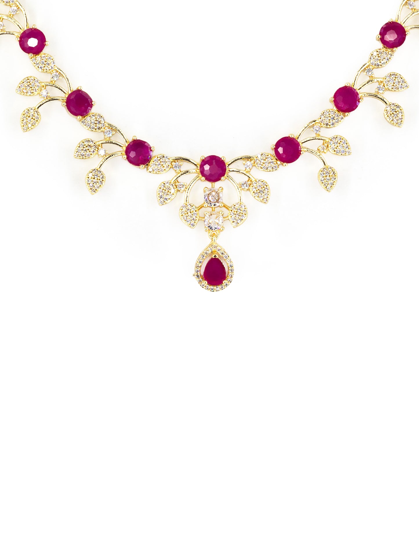 Gold Plated Red AD Designer Jewellery Set for Women