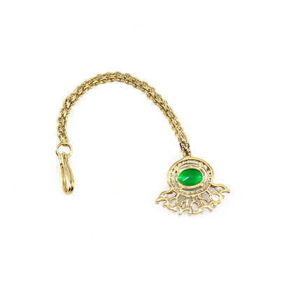Gold Plated Green AD Maang Tikka for Women