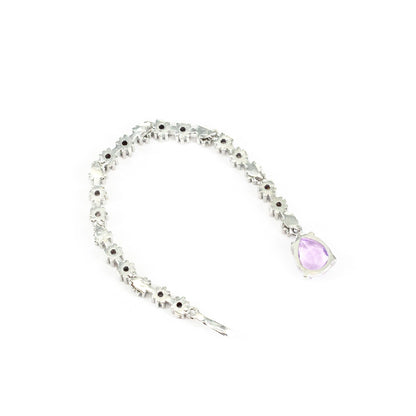 Rhodium Plated Purple AD Maang Tikka for Women