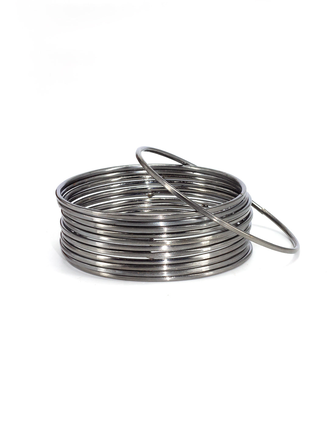 Set Of 12 Gun-Metal Minimal Basic Bangles