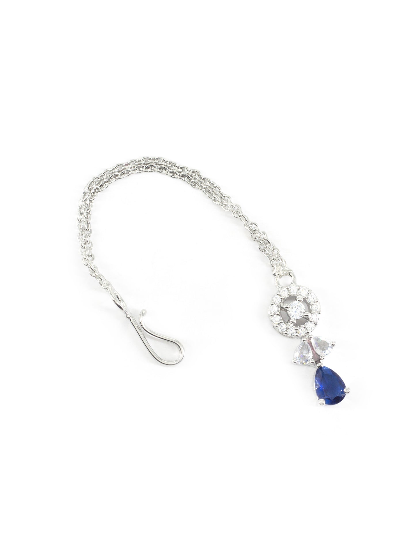 Silver Plated Blue AD Maang Tikka for Women