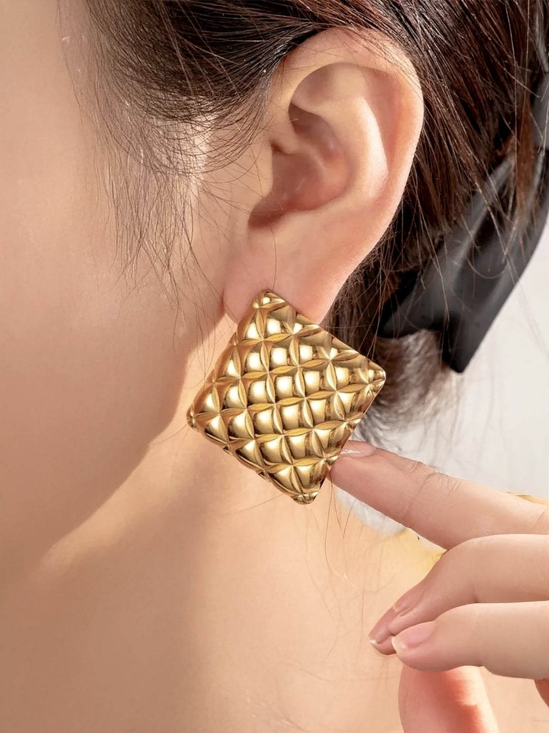 Stainless Steel Anti Tarnish Square Stud Earrings