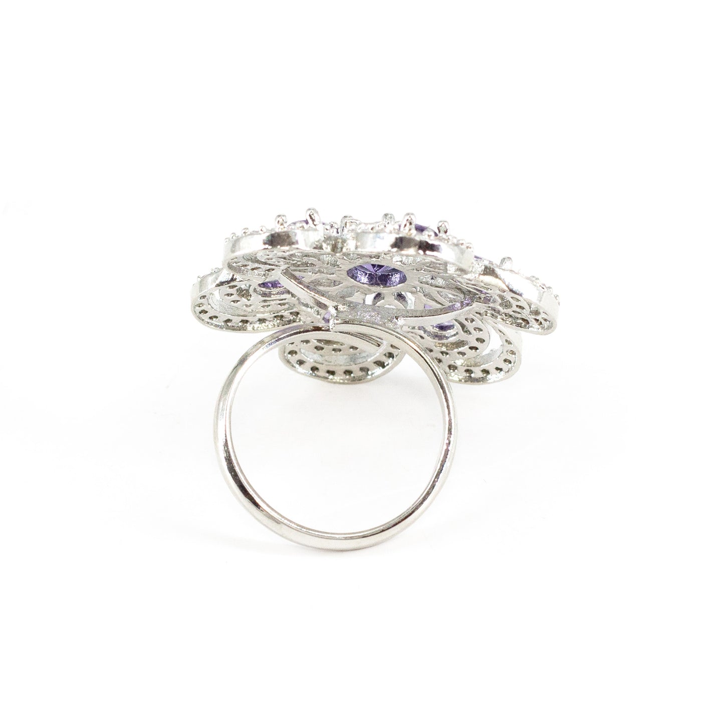 Silver Plated Purple AD Finger Ring for Women
