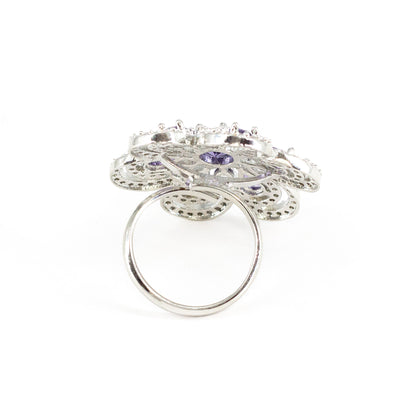 Silver Plated Purple AD Finger Ring for Women