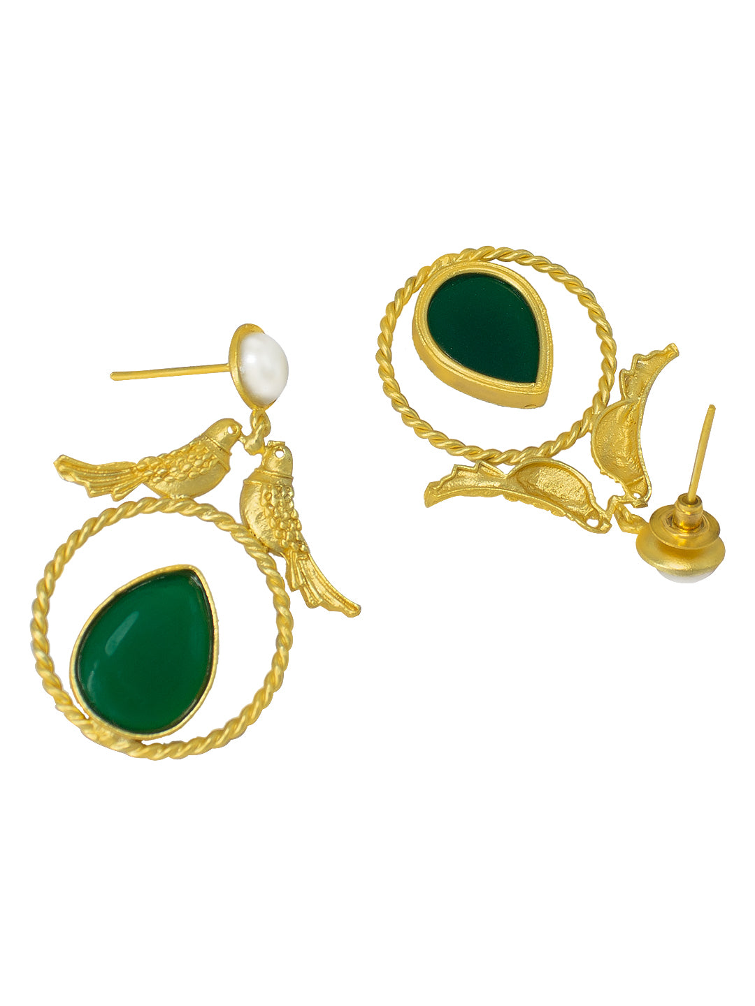 Green Bird Drop Earrings
