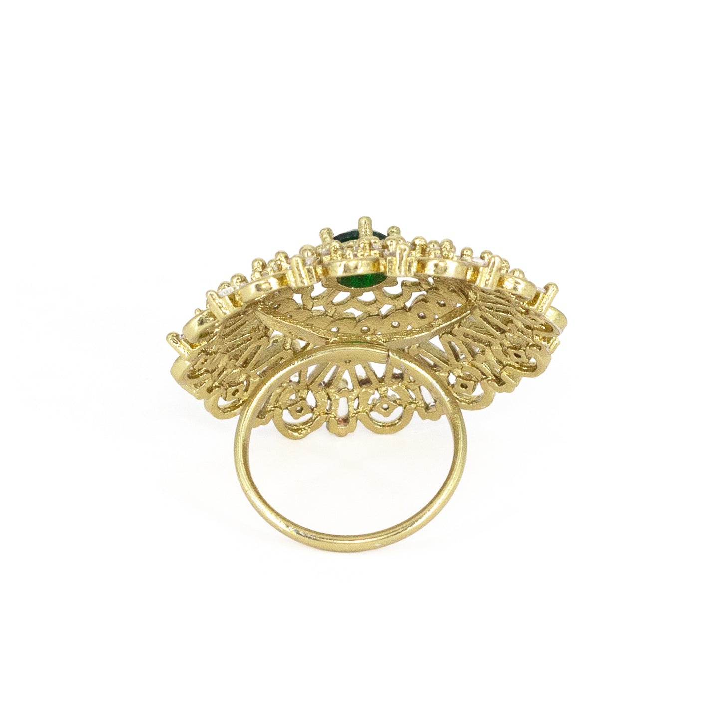Gold Plated Green AD Finger Ring for Women