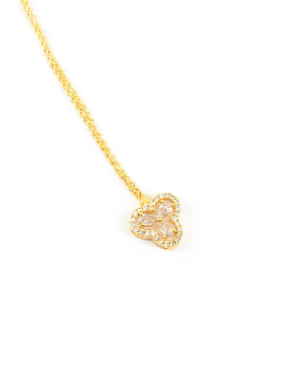 Gold Plated White AD Floral Maang Tikka