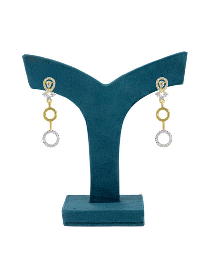 Gold Plated Circular AD Drop Earrings For Women