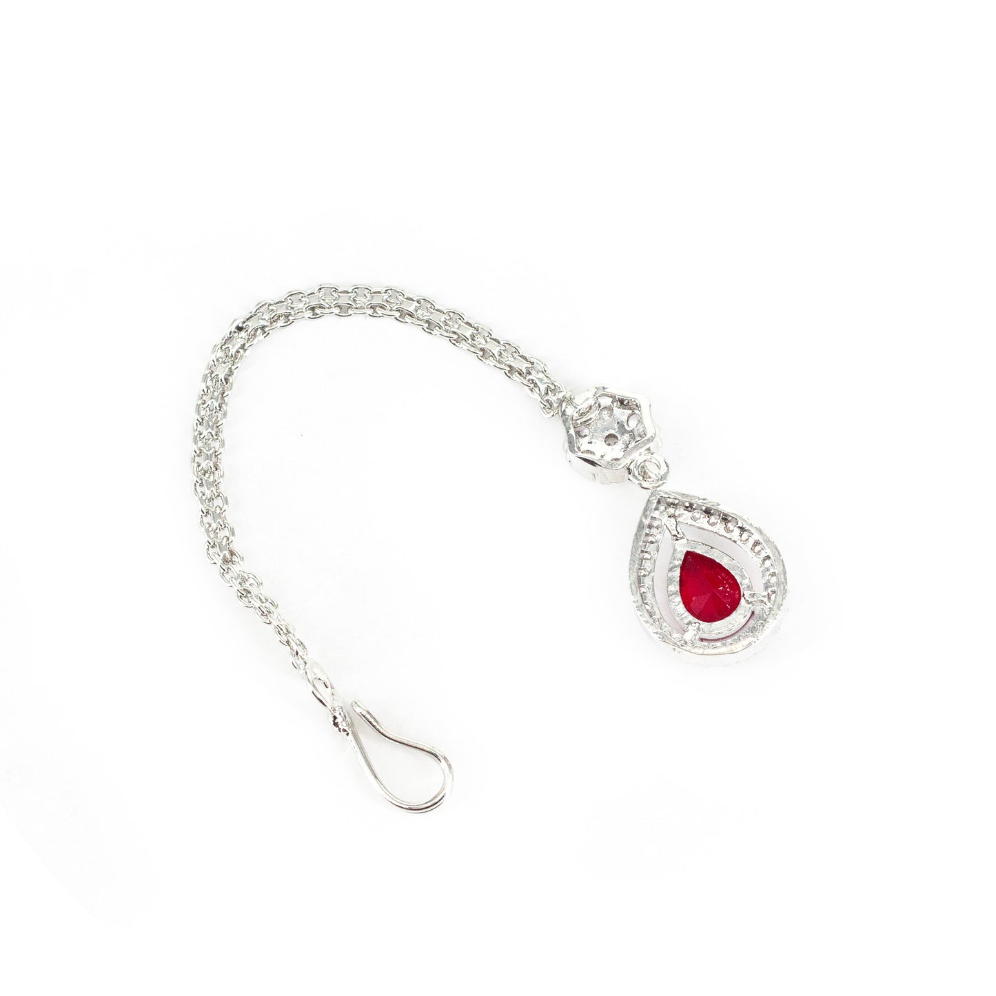Silver Plated Red AD Maang Tikka for Women