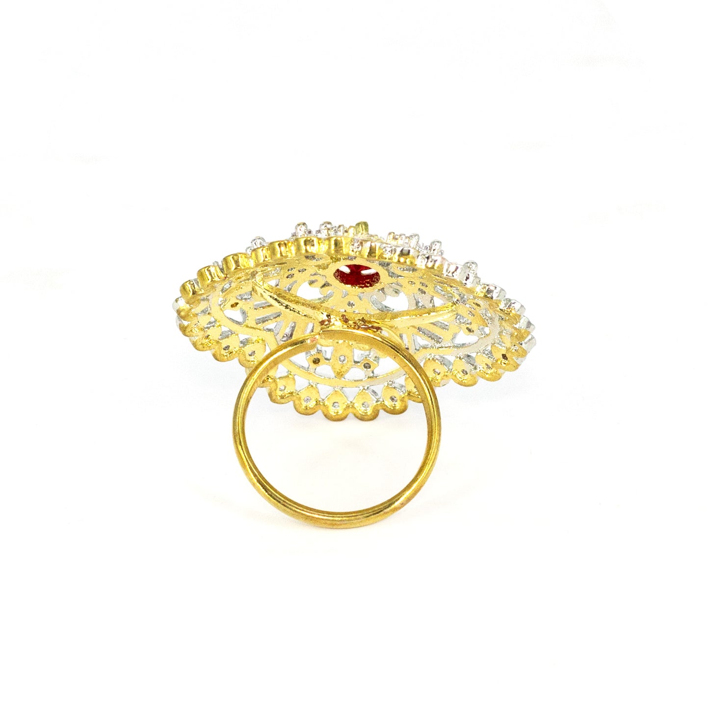 Gold Plated Red AD Finger Ring for Women