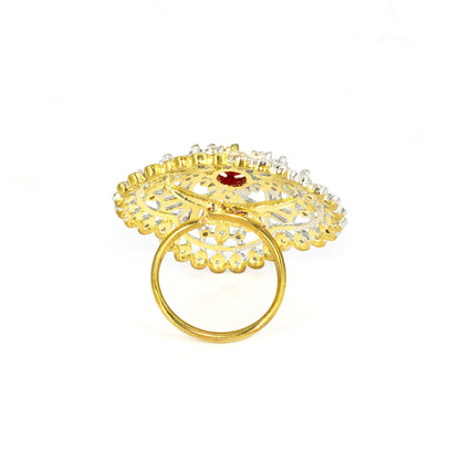 Gold Plated Red AD Finger Ring for Women