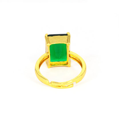 Gold Plated Green AD Finger Ring for Women