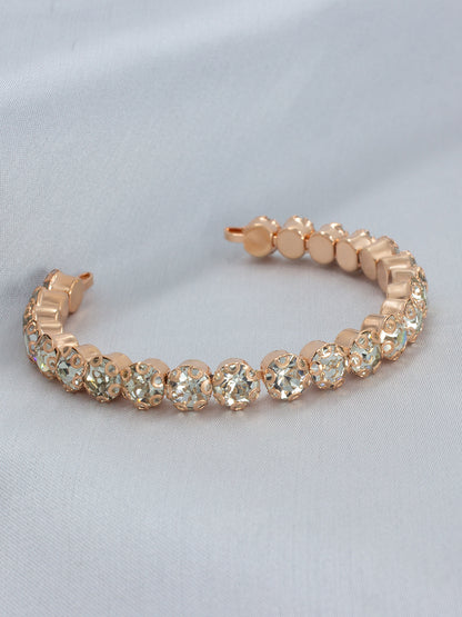 Rose Gold Trendy Rhinestone Jewellery Set with Bracelet