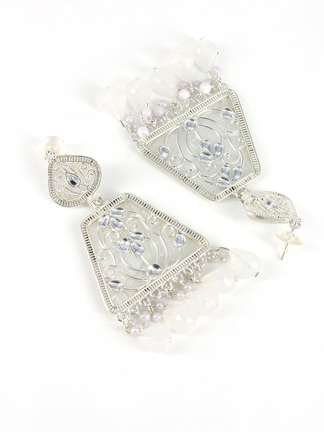 Floral Marble Finish Drop Earrings