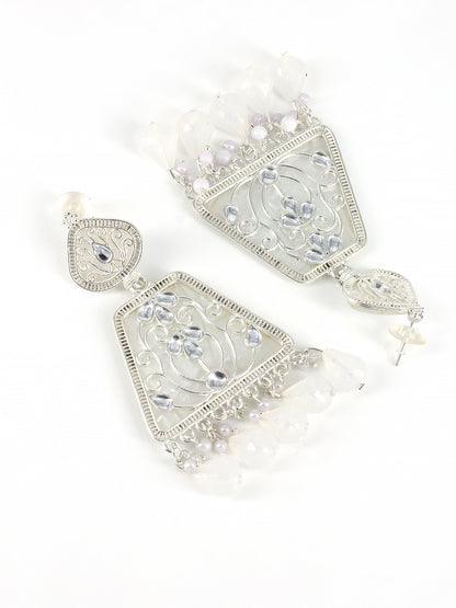Floral Marble Finish Drop Earrings