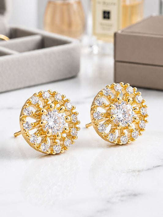 Gold Plated AD Stud Earrings for Women
