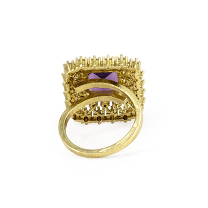 Gold Plated Purple AD Adjustable Ring for Women