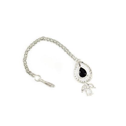 Silver Plated Black AD Maang Tikka for Women