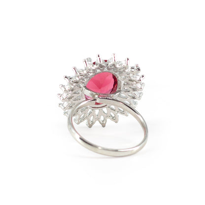 Silver Plated Red AD Finger Ring for Women