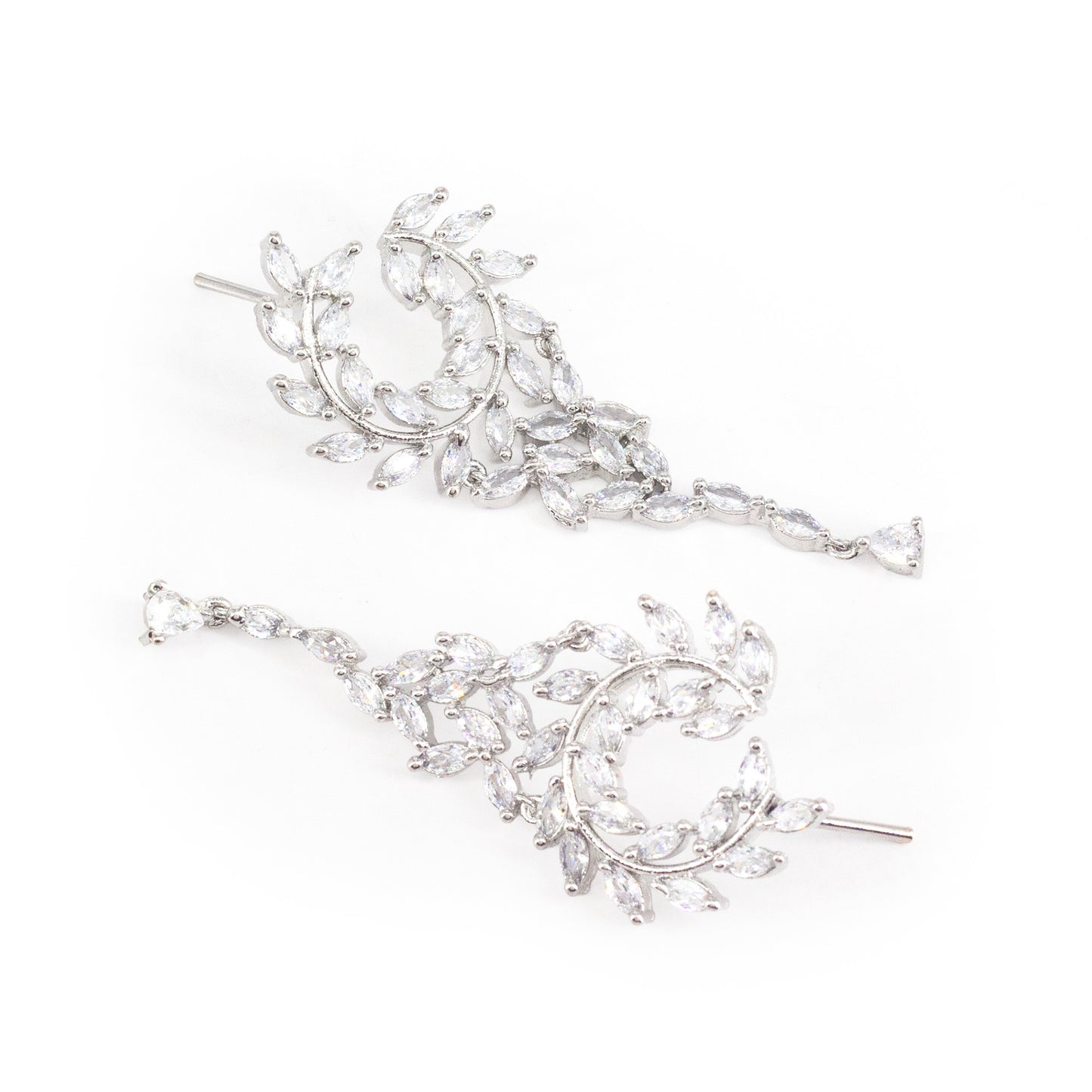 Silver Plated American Diamond Drop Earrings for Women