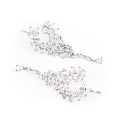 Silver Plated American Diamond Drop Earrings for Women