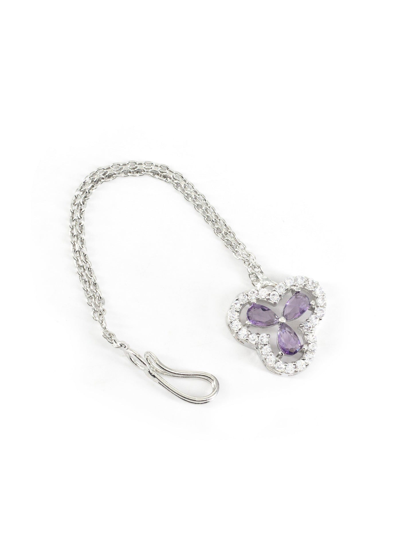 Silver Plated Purple AD Maang Tikka for Women
