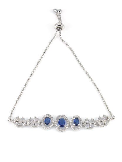 Silver Plated Blue AD Wraparound Sleek Bracelet