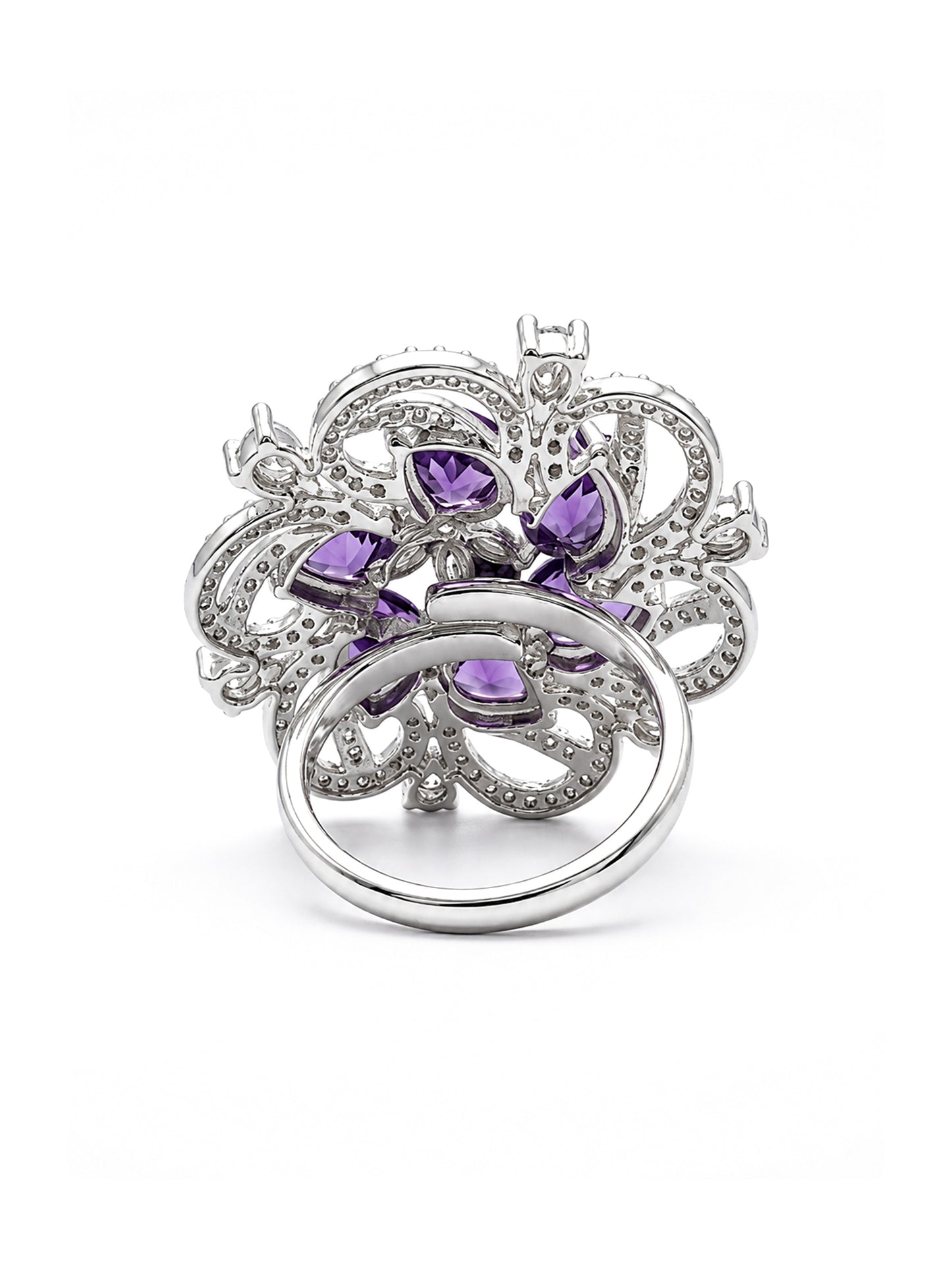 Silver Plated Purple AD Finger Ring for Women