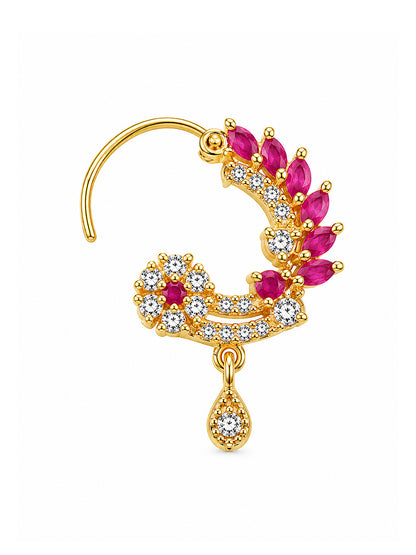 Gold Plated American Dimaond Drop Nose Ring