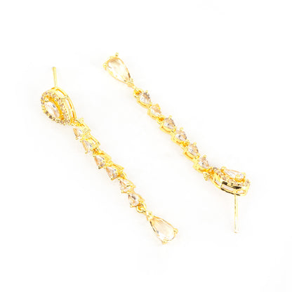 Gold Plated AD Drop Earrings for Women