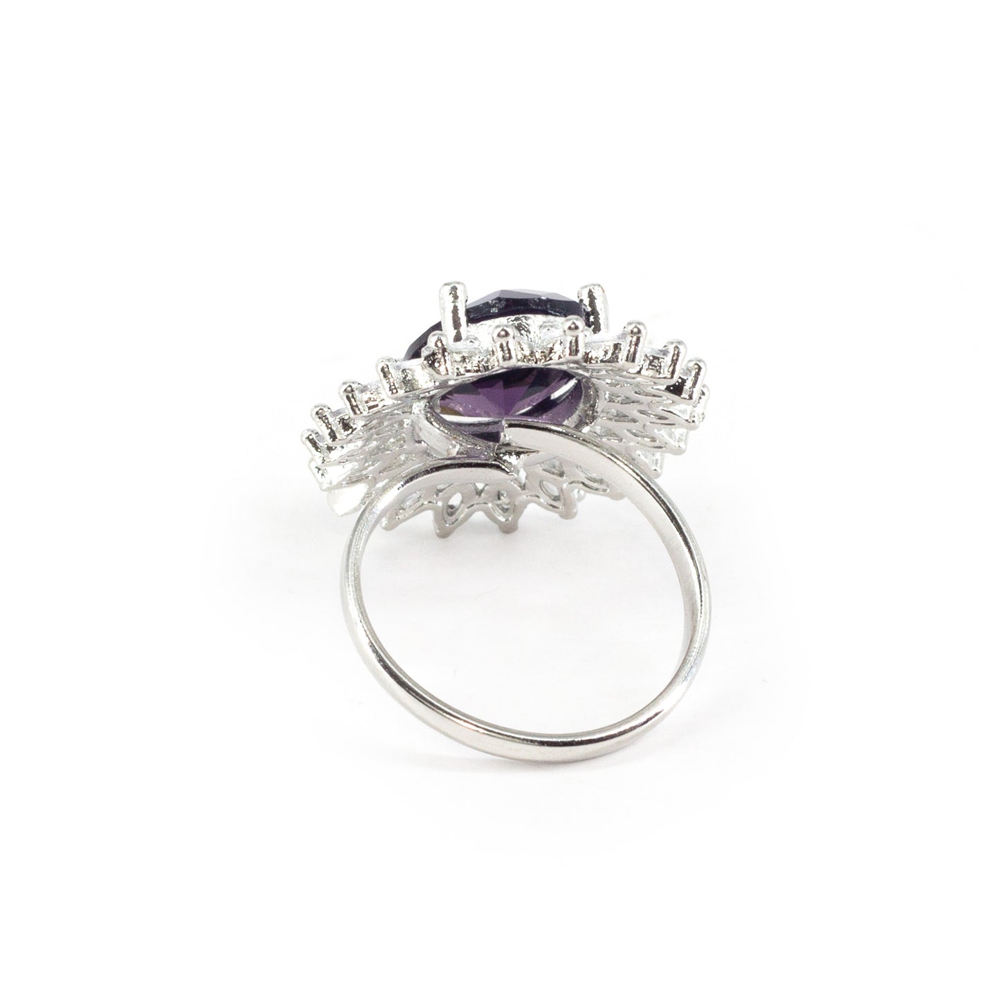 Silver Plated Purple AD Finger Ring for Women