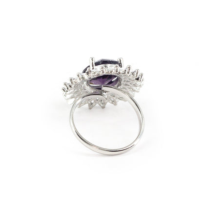 Silver Plated Purple AD Finger Ring for Women