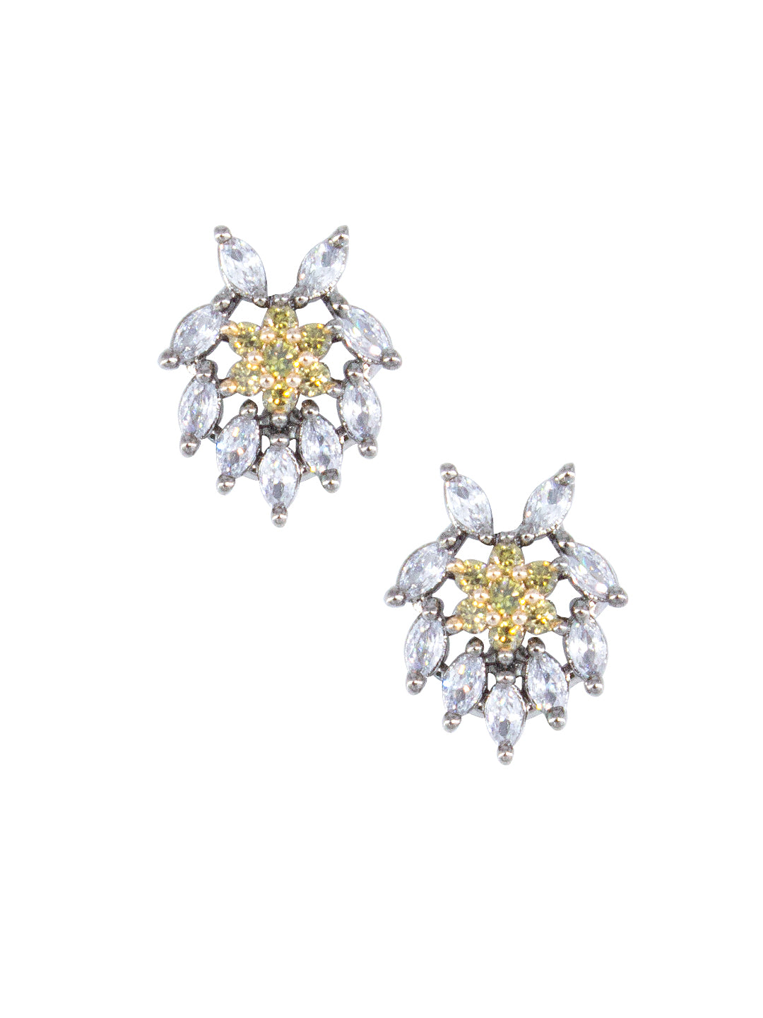 American Diamond Studded Floral Shaped Studs for Women and Girls