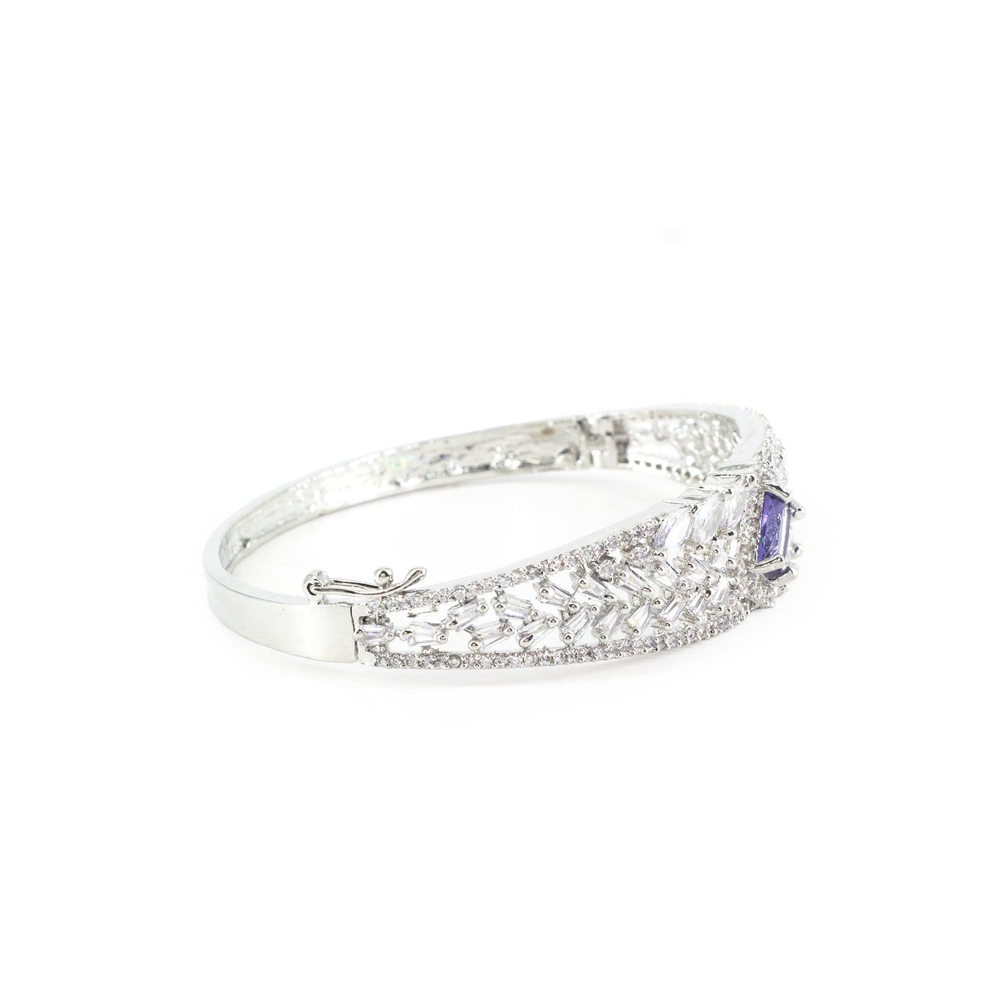 Silver Plated Purple AD Traditional Bangle Bracelet for Women