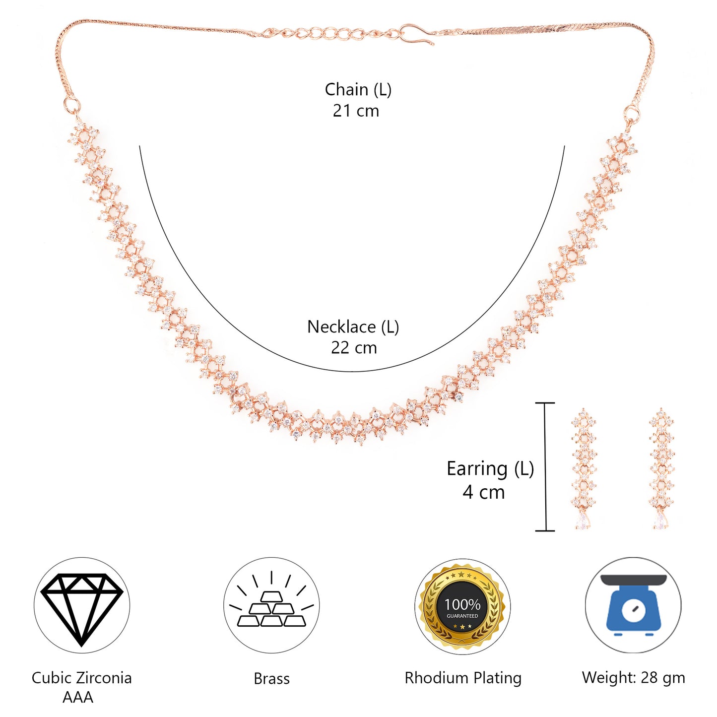 Rose Gold Plated Minimal Jewellery Set for Women