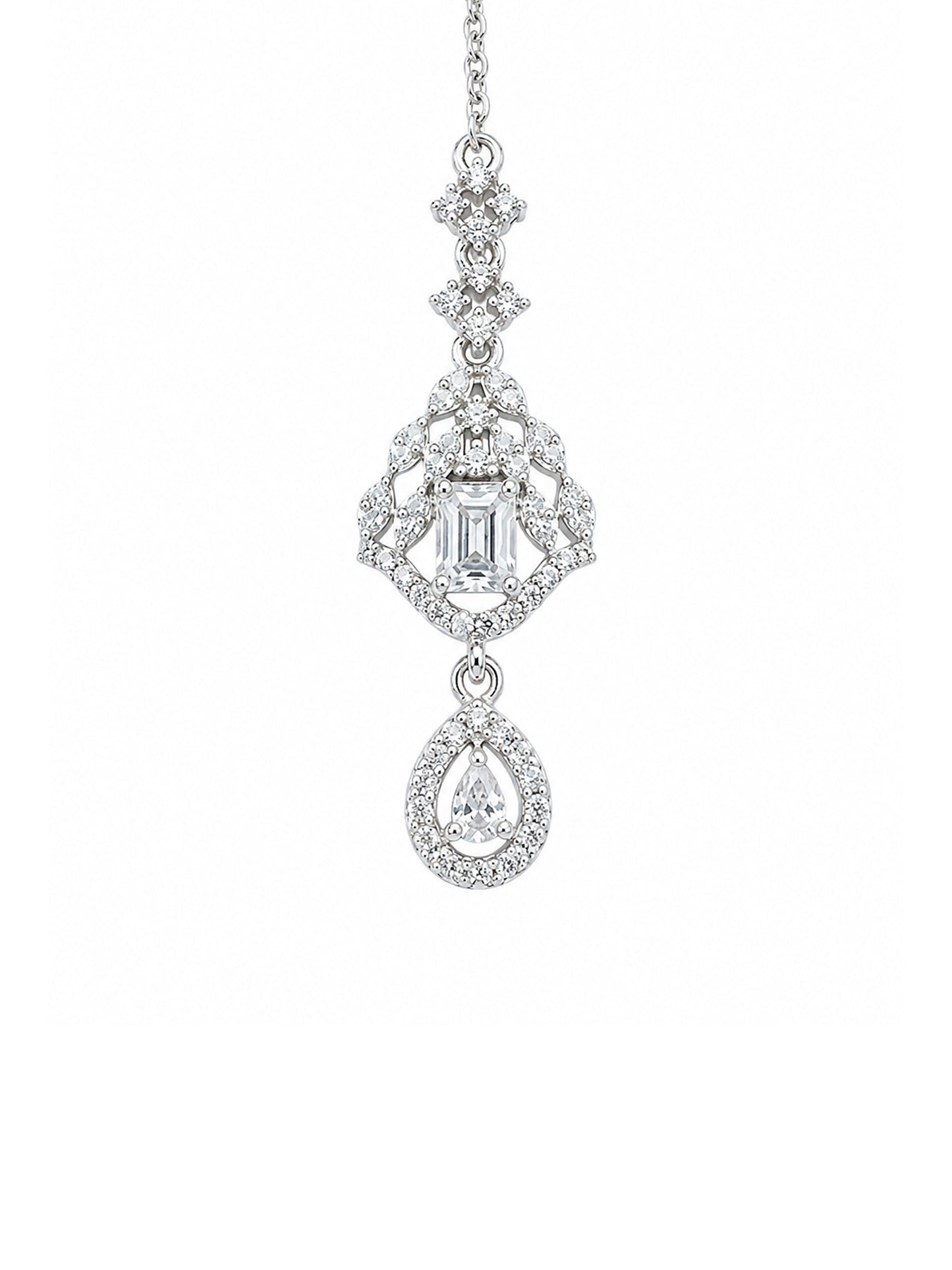 Silver Plated AD Maang Tikka for Women