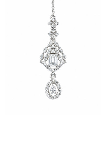 Silver Plated AD Maang Tikka for Women