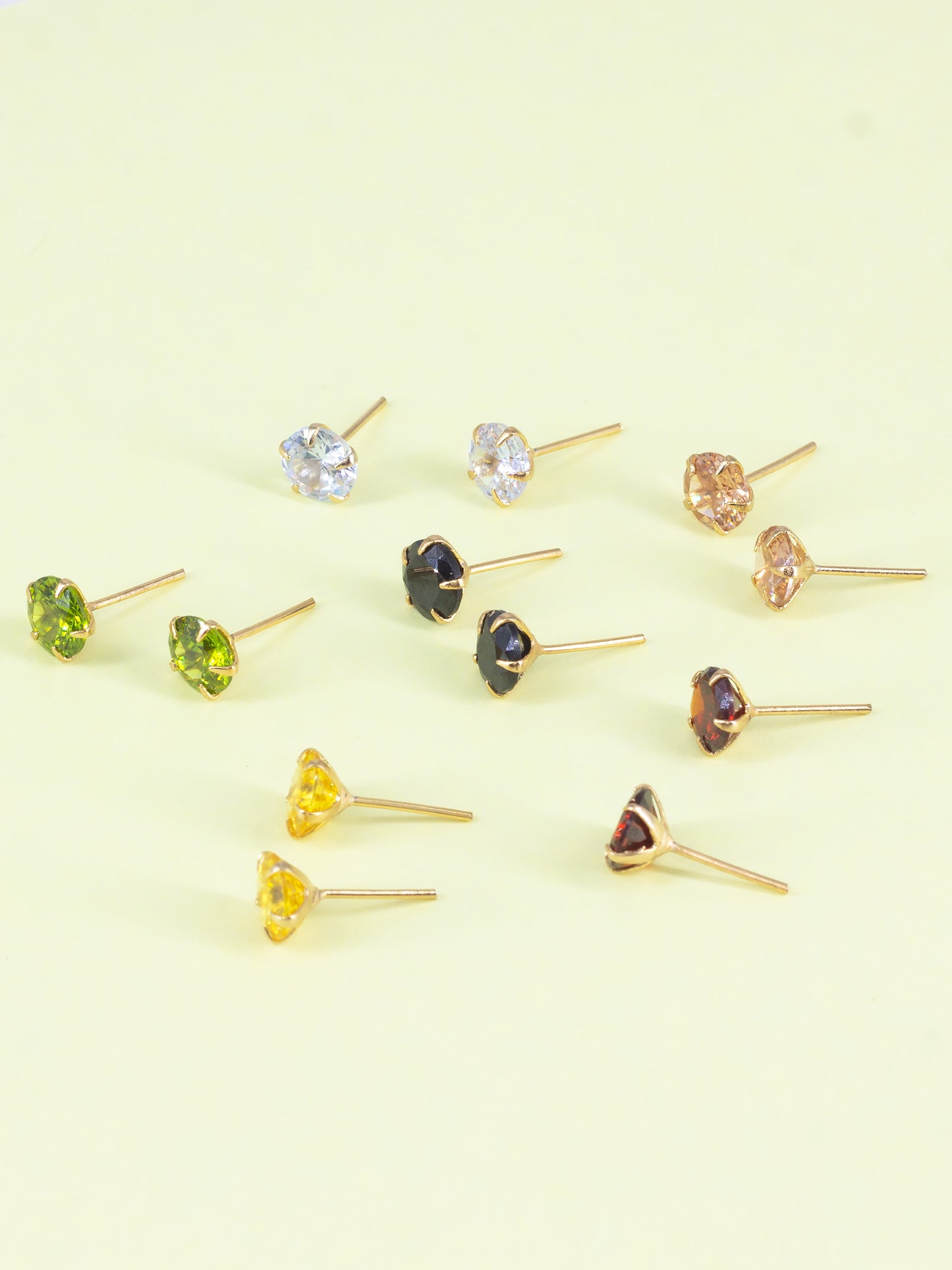 Set of 6 AD Stud Earrings for Women