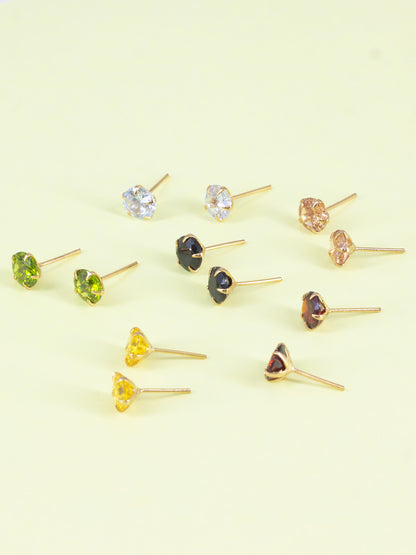 Set of 6 AD Stud Earrings for Women