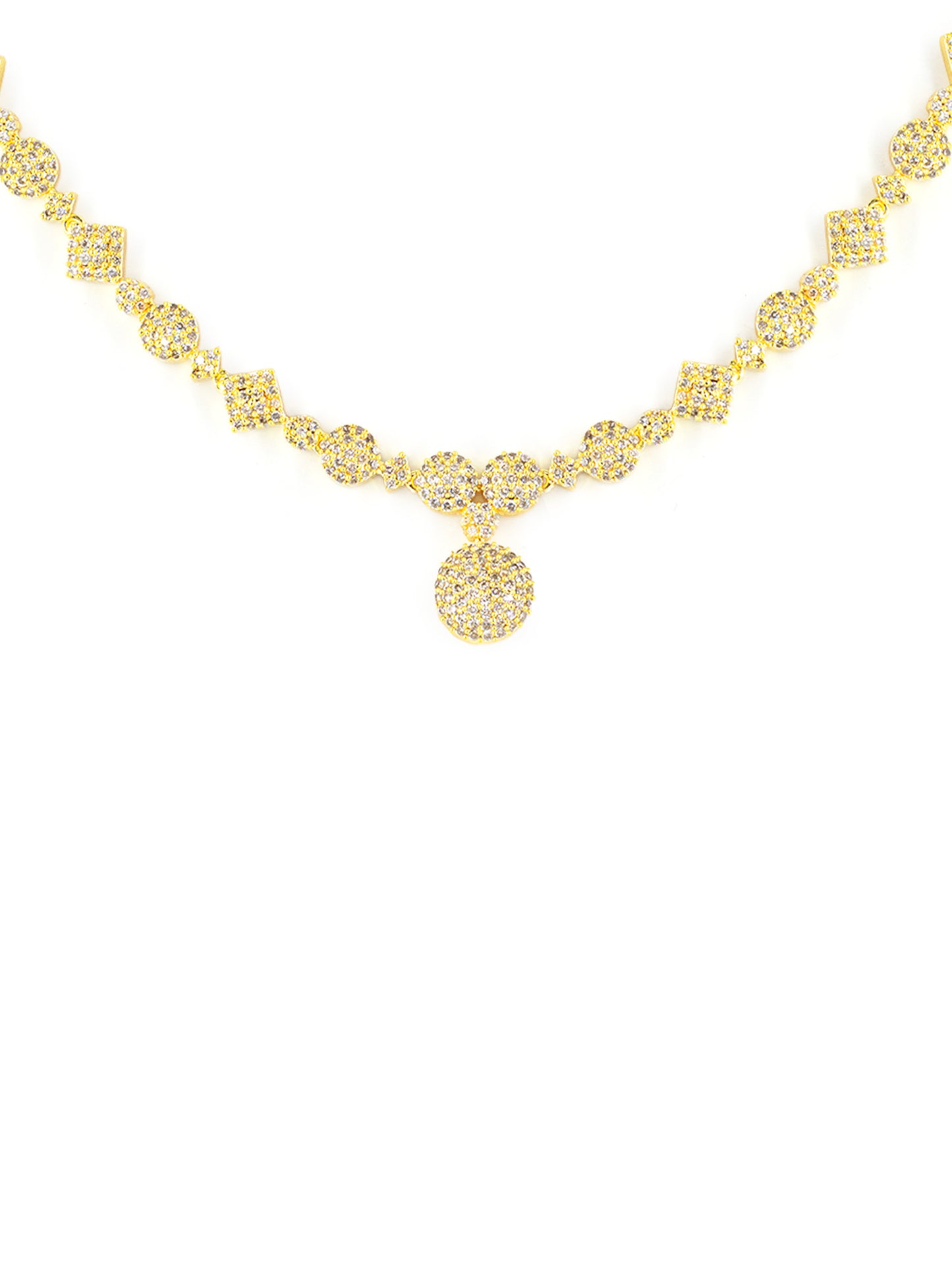 Gold Plated White American Diamond Jewellery Set for Women