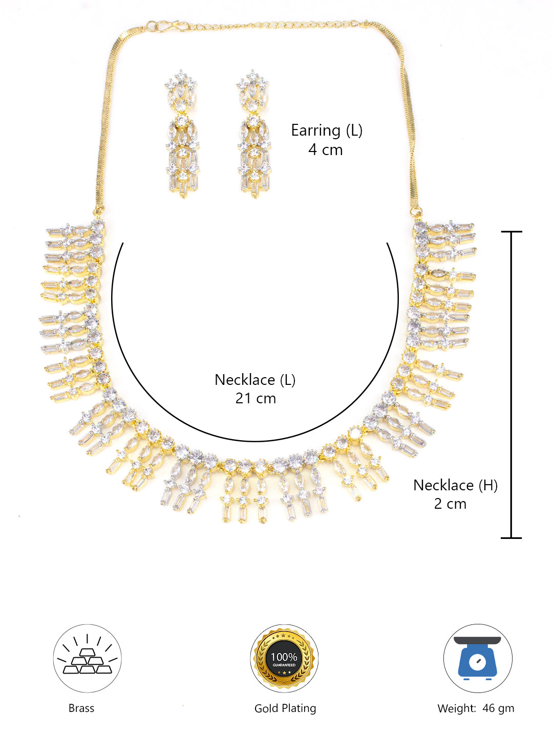 Gold Plated AD Cocktail Jewellery Set For Women