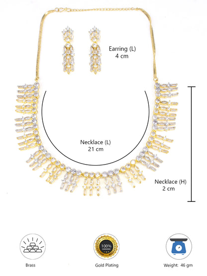 Gold Plated AD Cocktail Jewellery Set For Women